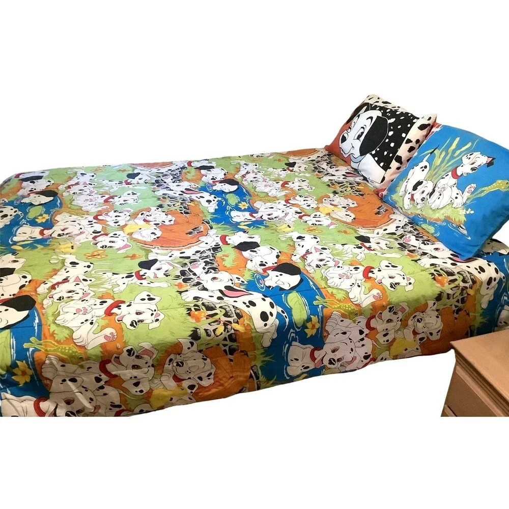 Vintage 1990's 101 DALMATIONS Disney Reversible Comforter & Shams Set Full Size